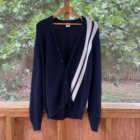 Birdweil Beach Britches Men's Blue And White Striped Cardigan Size L - Picture 1 of 9